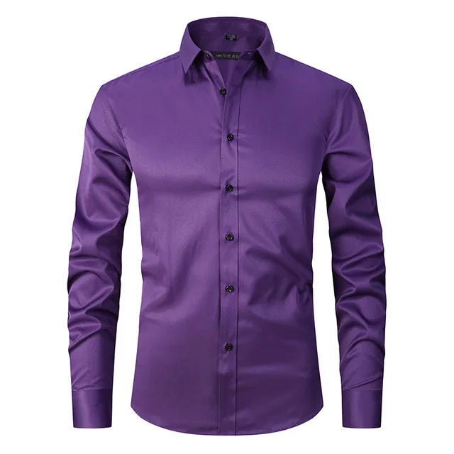 Herre slim fit skjorte med lange ærmer