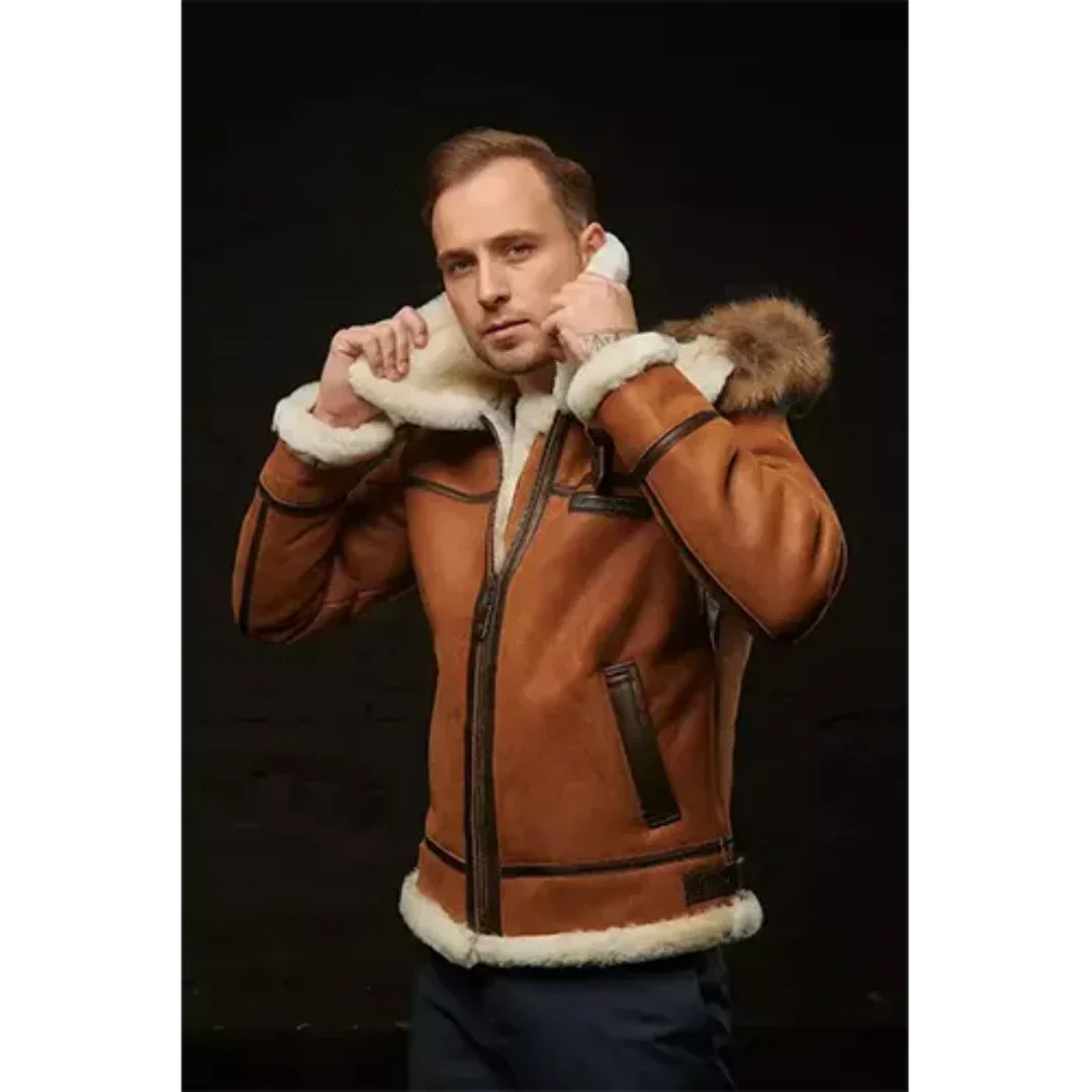 Brun tyk læderjakke