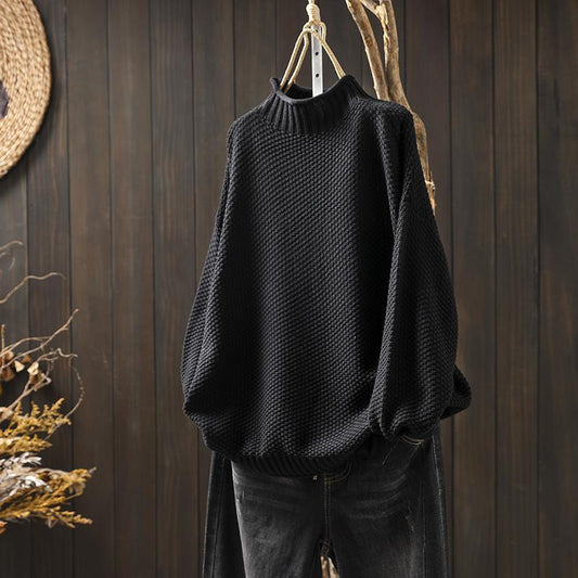 Vaffelstrikket sweater til kvinder