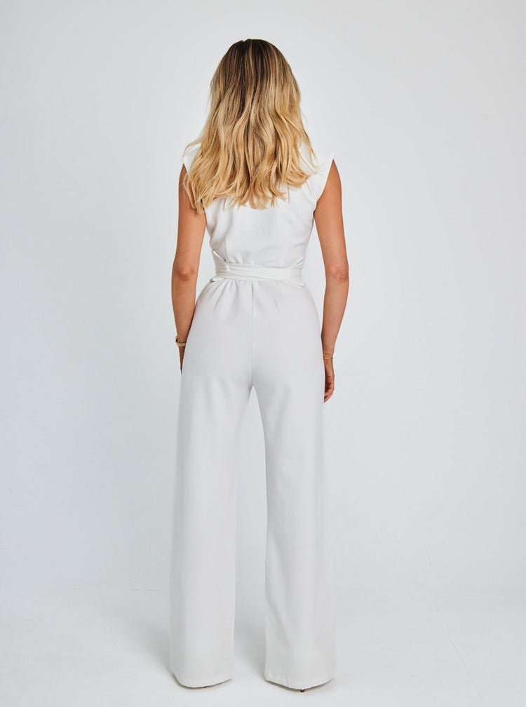 Ærmeløs jumpsuit med brede ben til kvinder