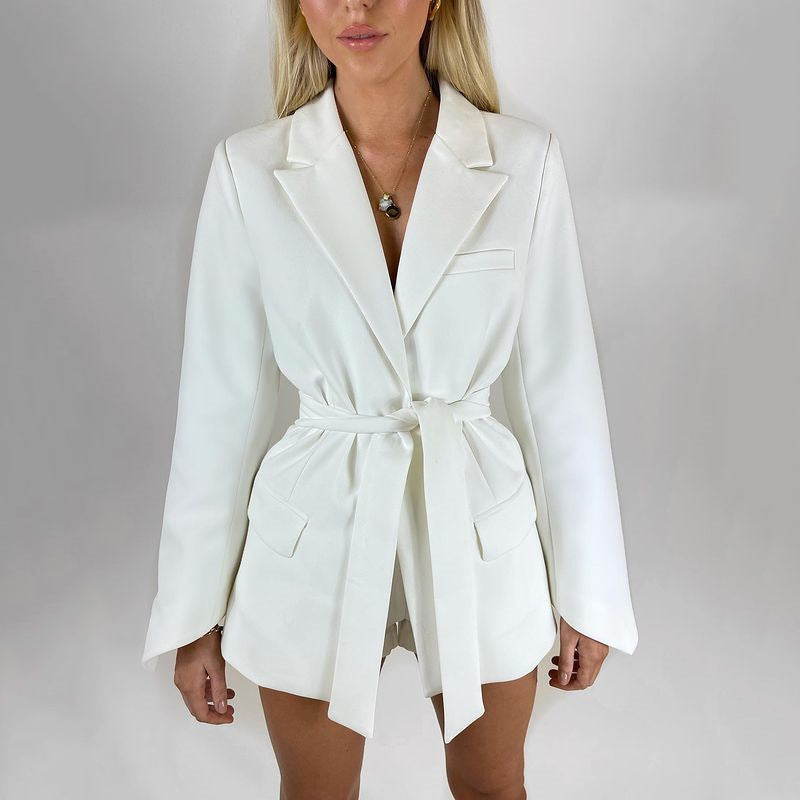 Retro-blazer med bælte til kvinder