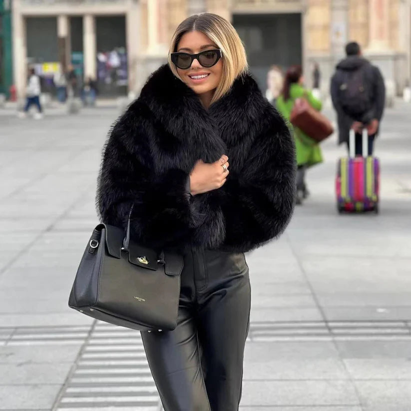 Fashion Faux Fur Turn Down Frakke