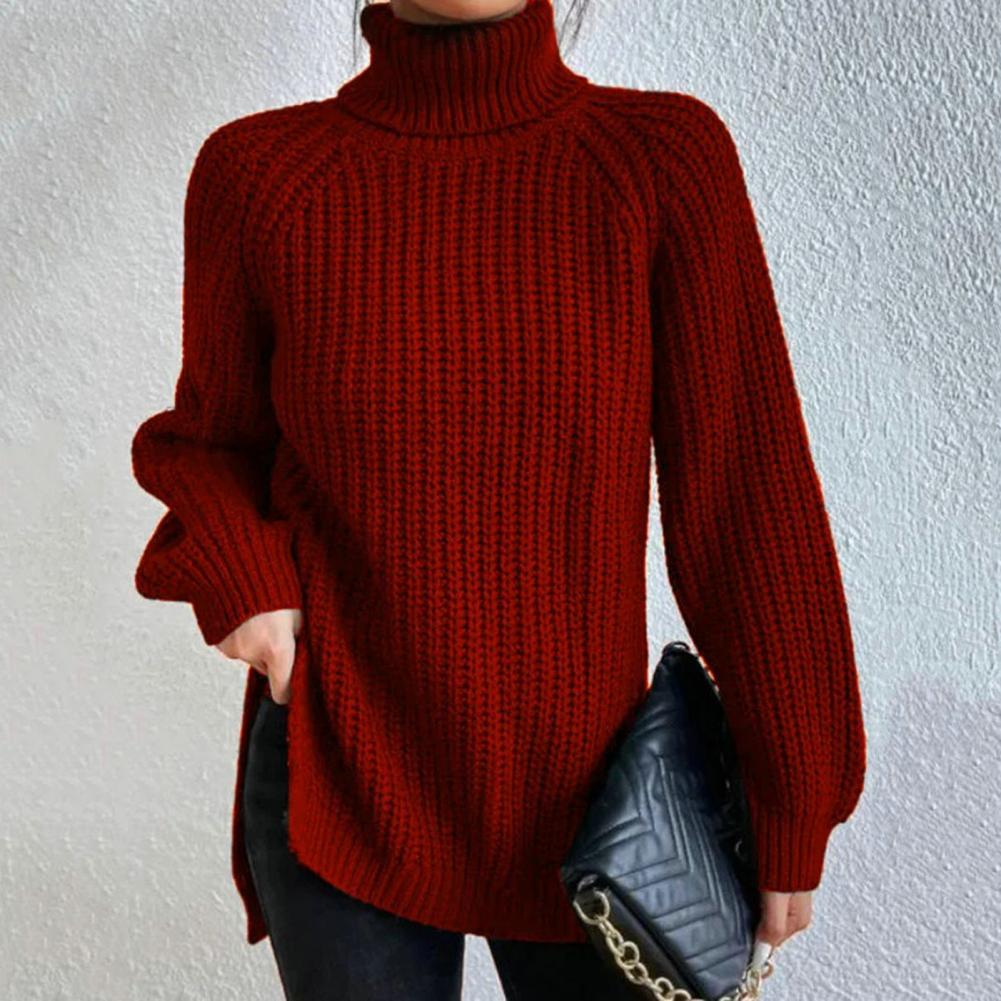Trendy strikket rullekravesweater til kvinder