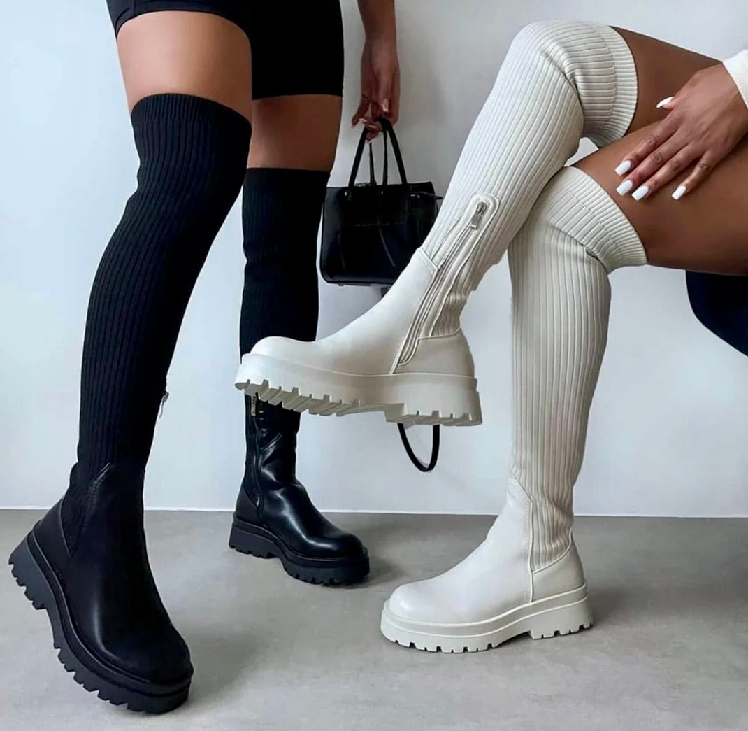 Elegante overknee-støvler med lynlåslukning til kvinder