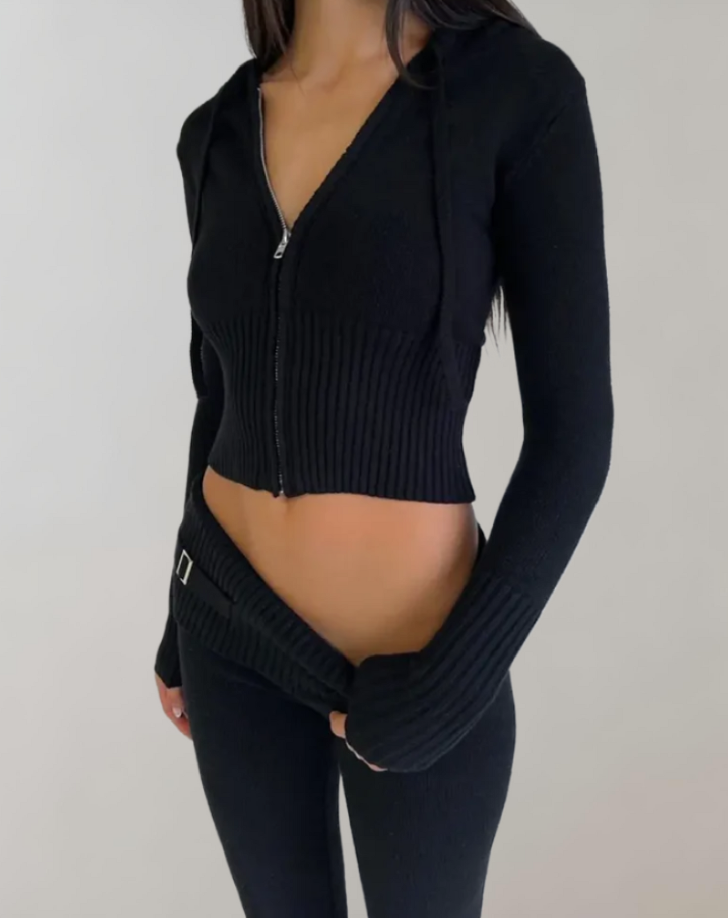 Zip-Up todelt sæt med hætte til kvinder