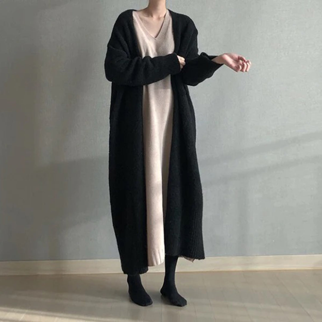 Strikket lang cardigan til kvinder