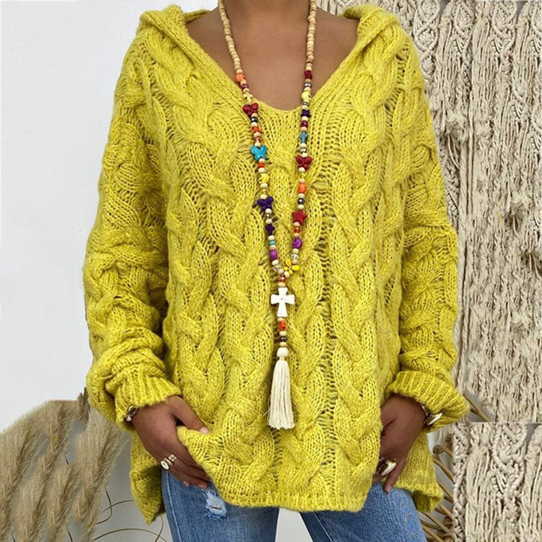 Strikket sweater med dyb V-hals og twist