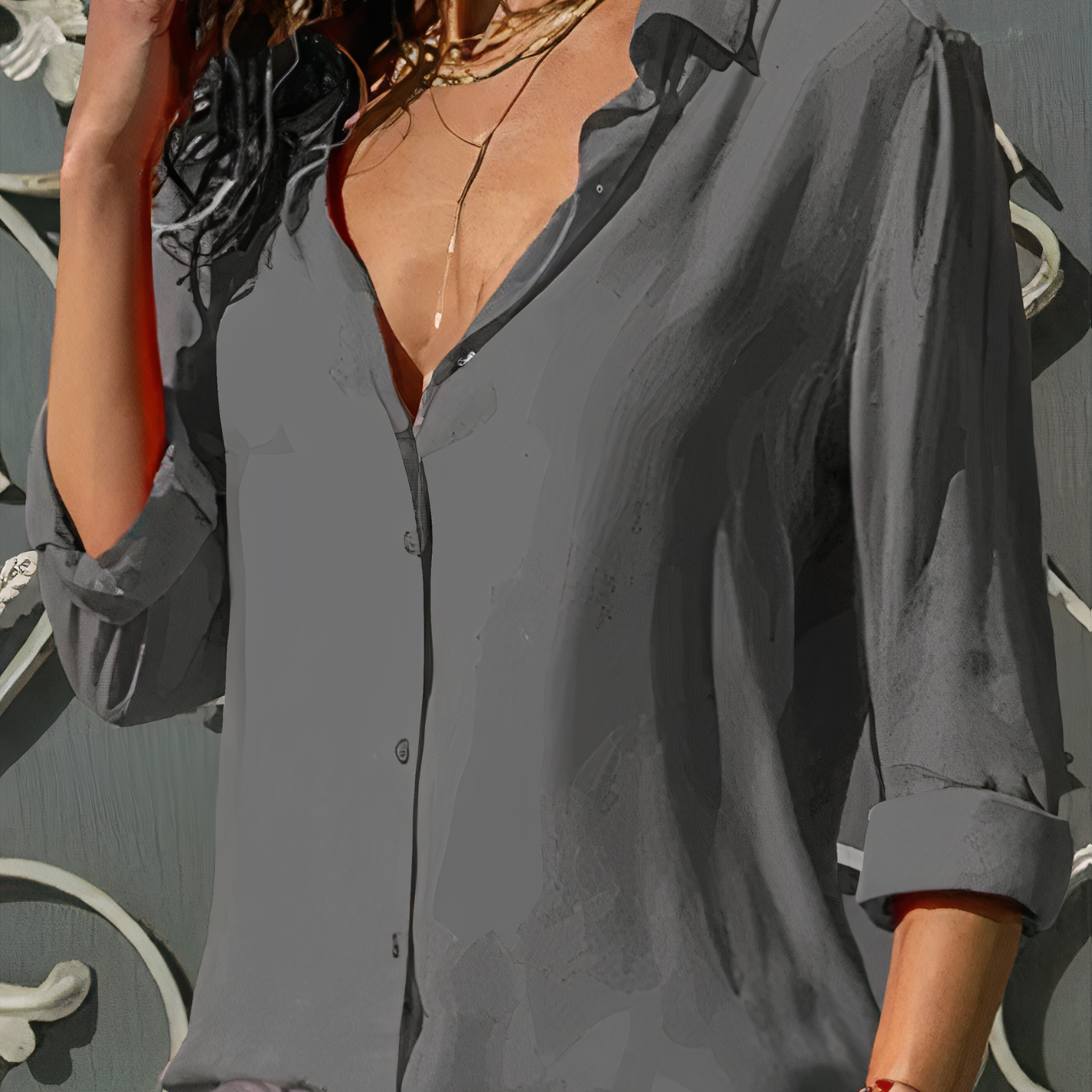 Elegant chiffonbluse til damer