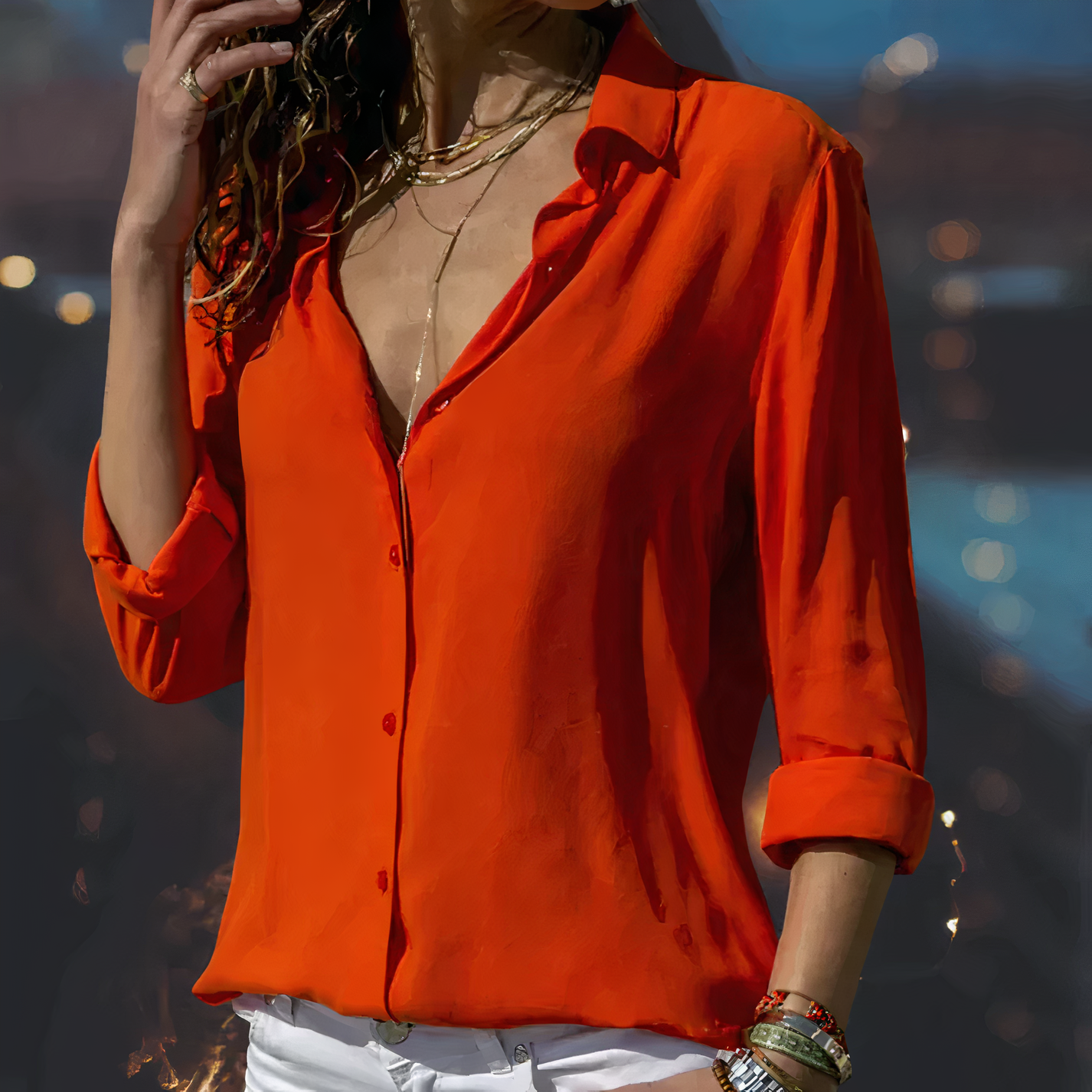 Elegant chiffonbluse til damer