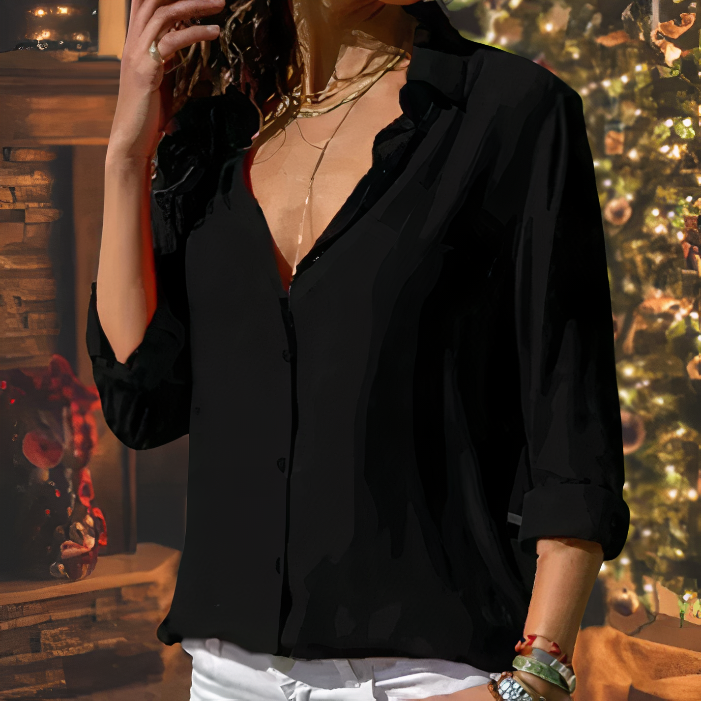Elegant chiffonbluse til damer