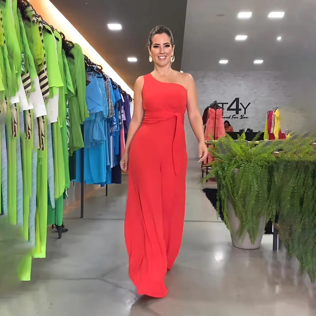 Stilfuld jumpsuit med én skulder