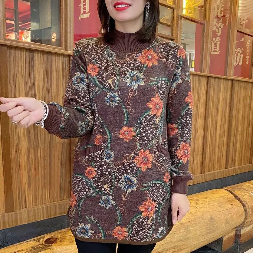 Langærmet bluse med blomsterprint