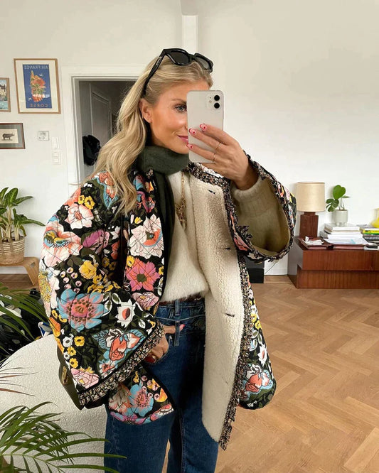 Overdimensioneret jakke med blomster