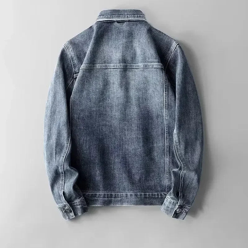 Klassisk denimjakke med knapper til mænd