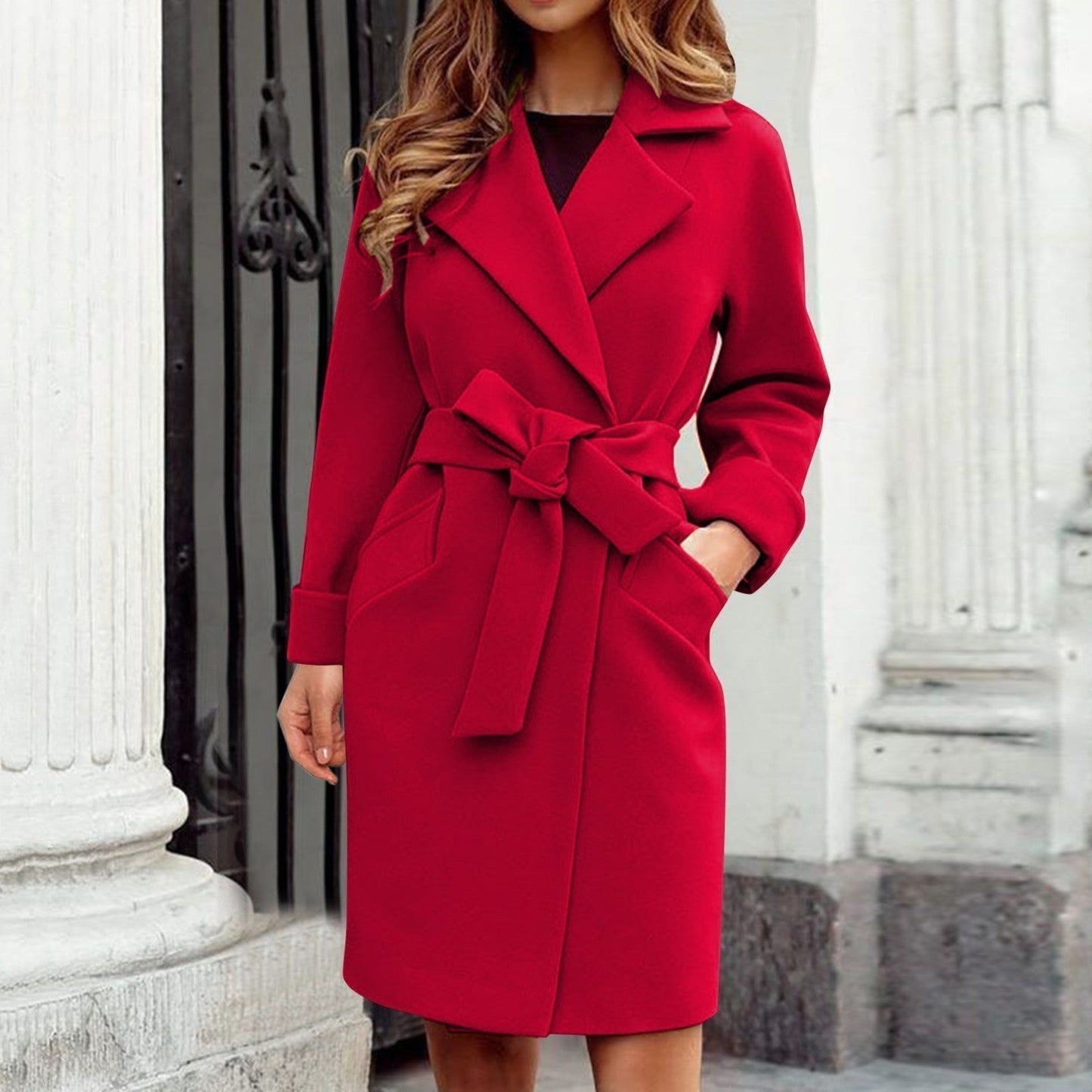 Langer dames trenchcoat vintermantel