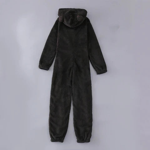 Fleece-sød jumpsuit med hætte