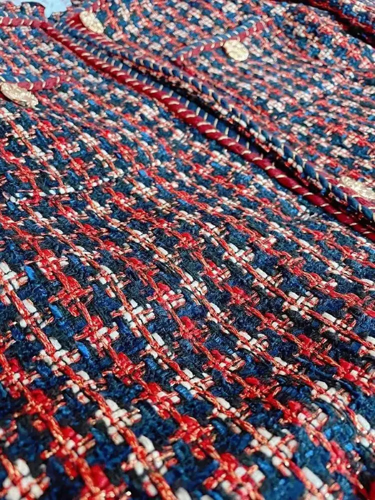 Vævet ternet blazer til kvinder