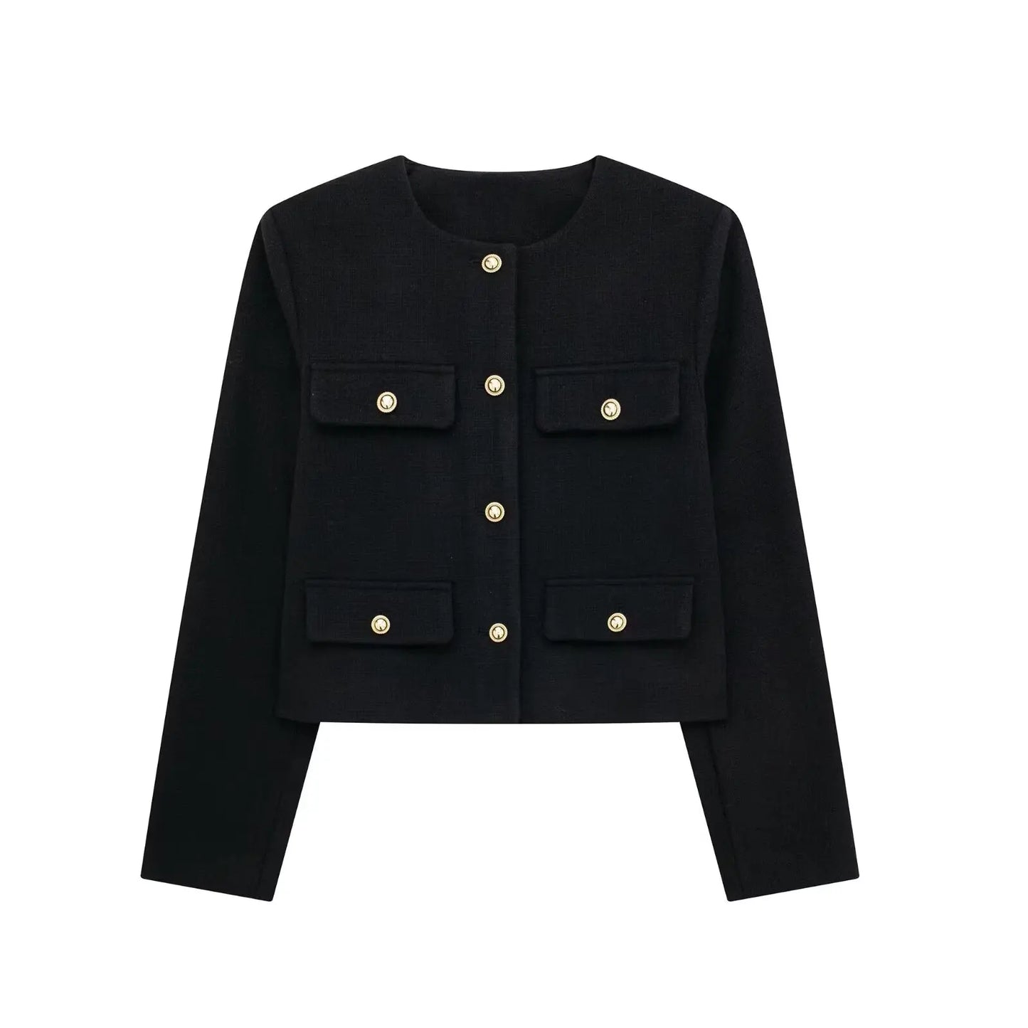 Trendy kort blazer med knapper til kvinder