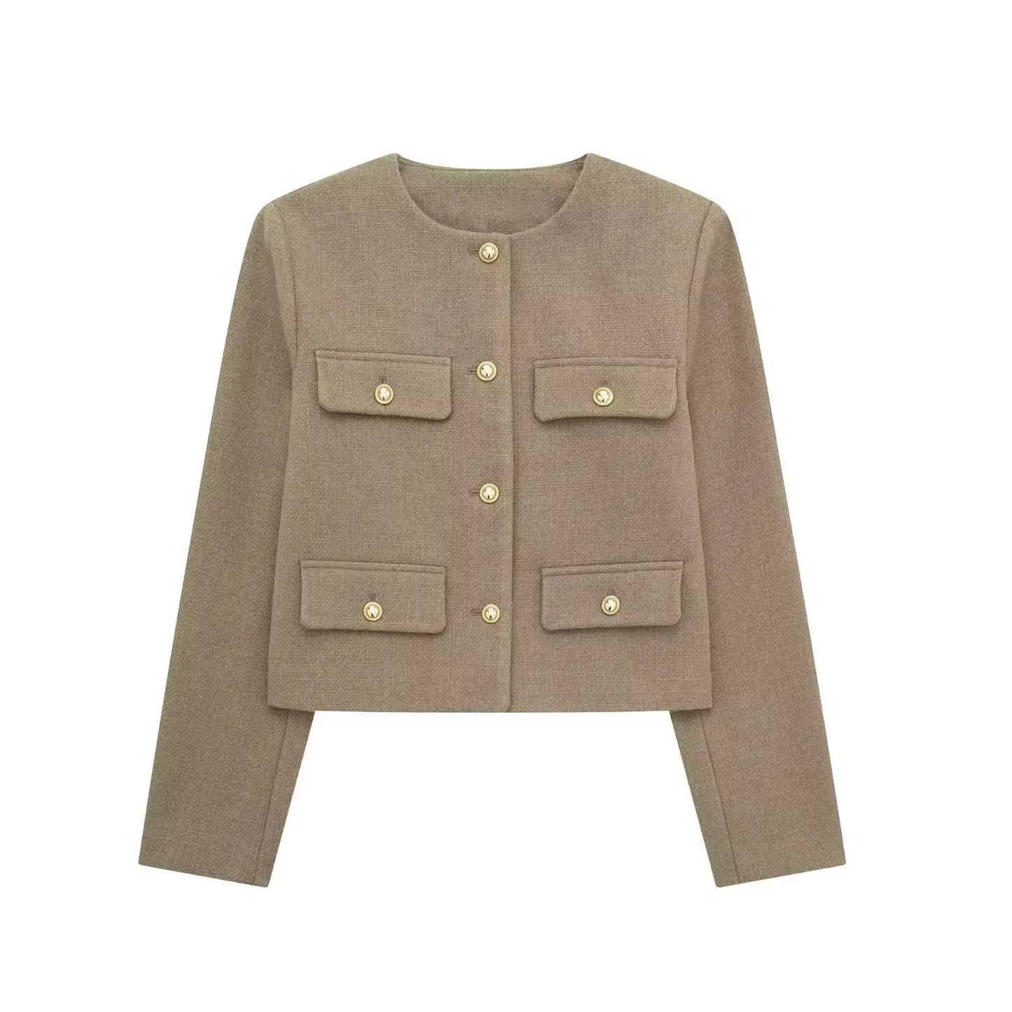 Trendy kort blazer med knapper til kvinder