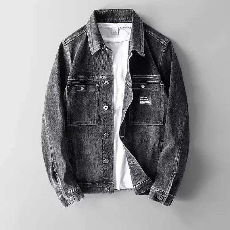 Klassisk denimjakke med knapper til mænd
