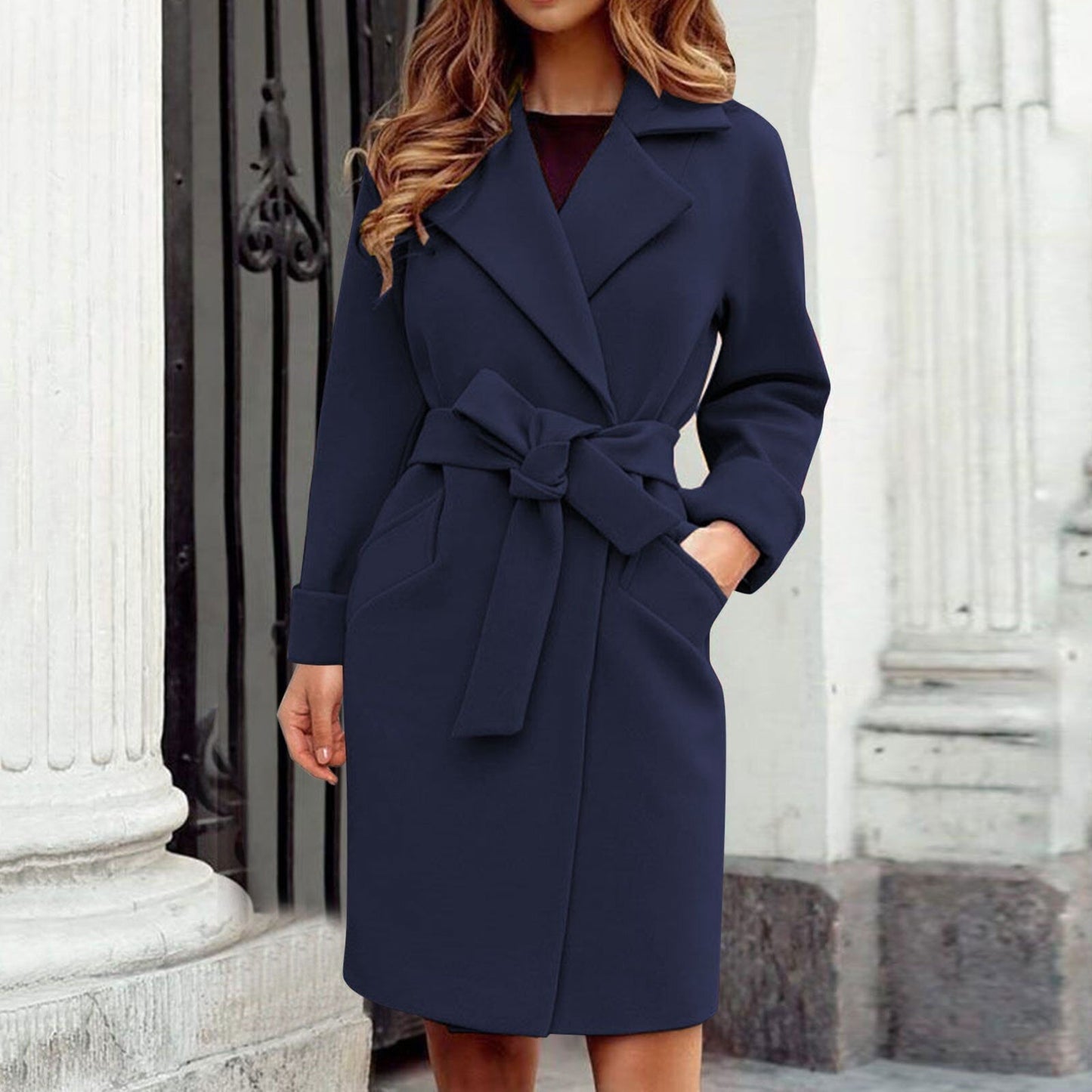 Langer dames trenchcoat vintermantel