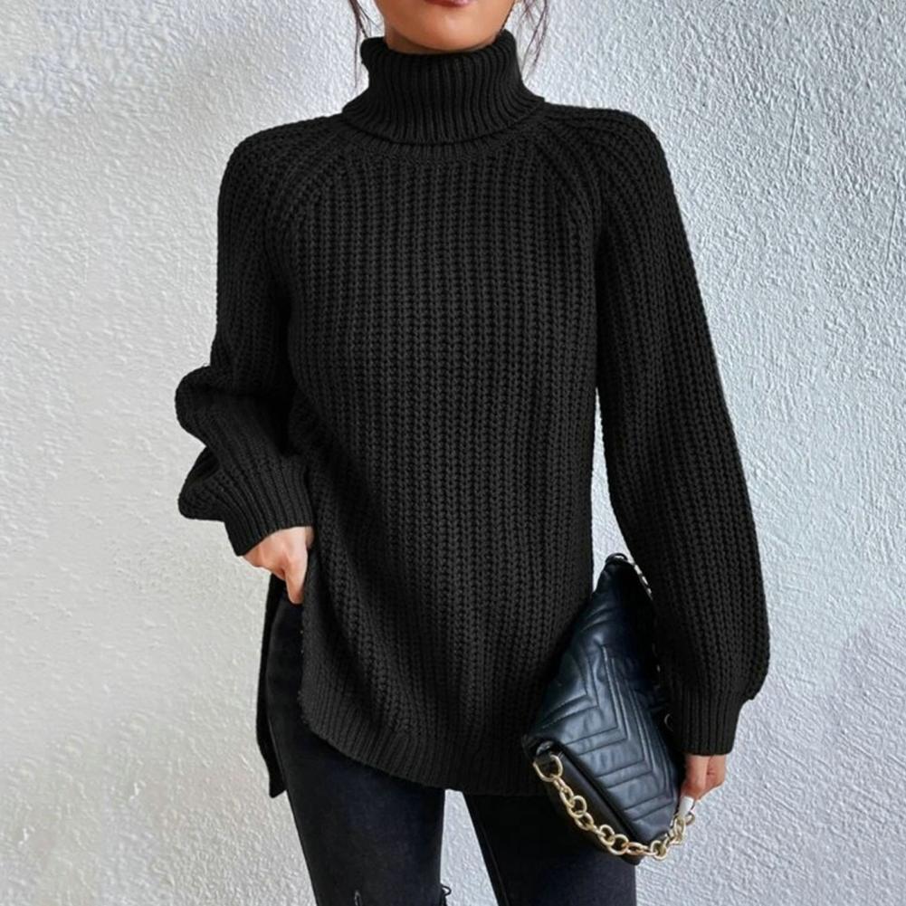 Trendy strikket rullekravesweater til kvinder