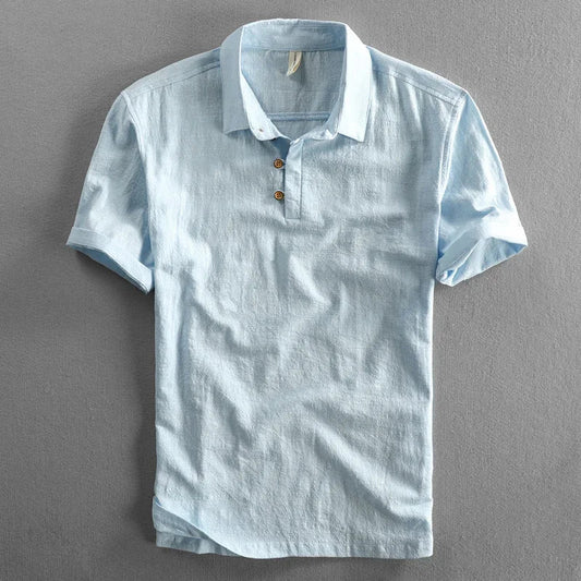 Enkel og elegant poloshirt i bomuldslinned til mænd