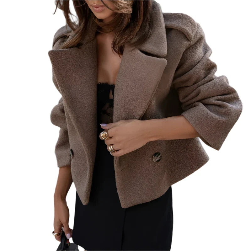 Vinter Turn Down Collar uldfrakke