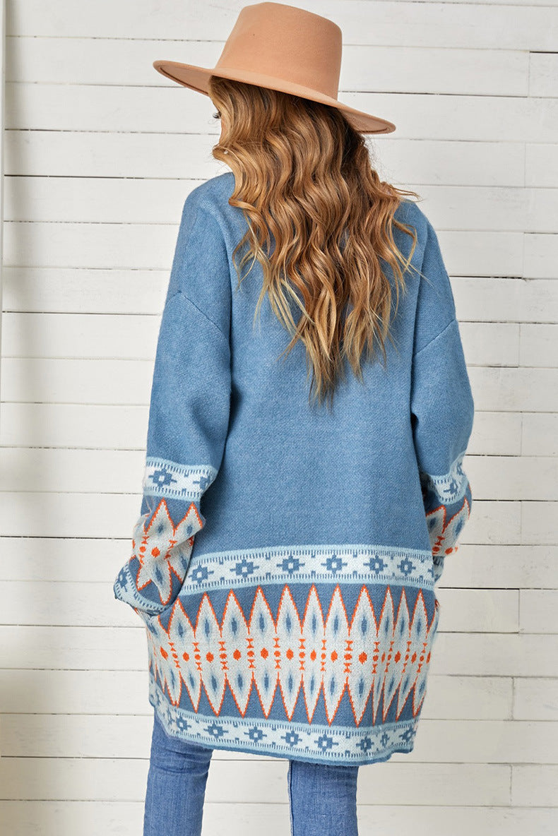 Boho Vintage Strikket Sweater Cardigan
