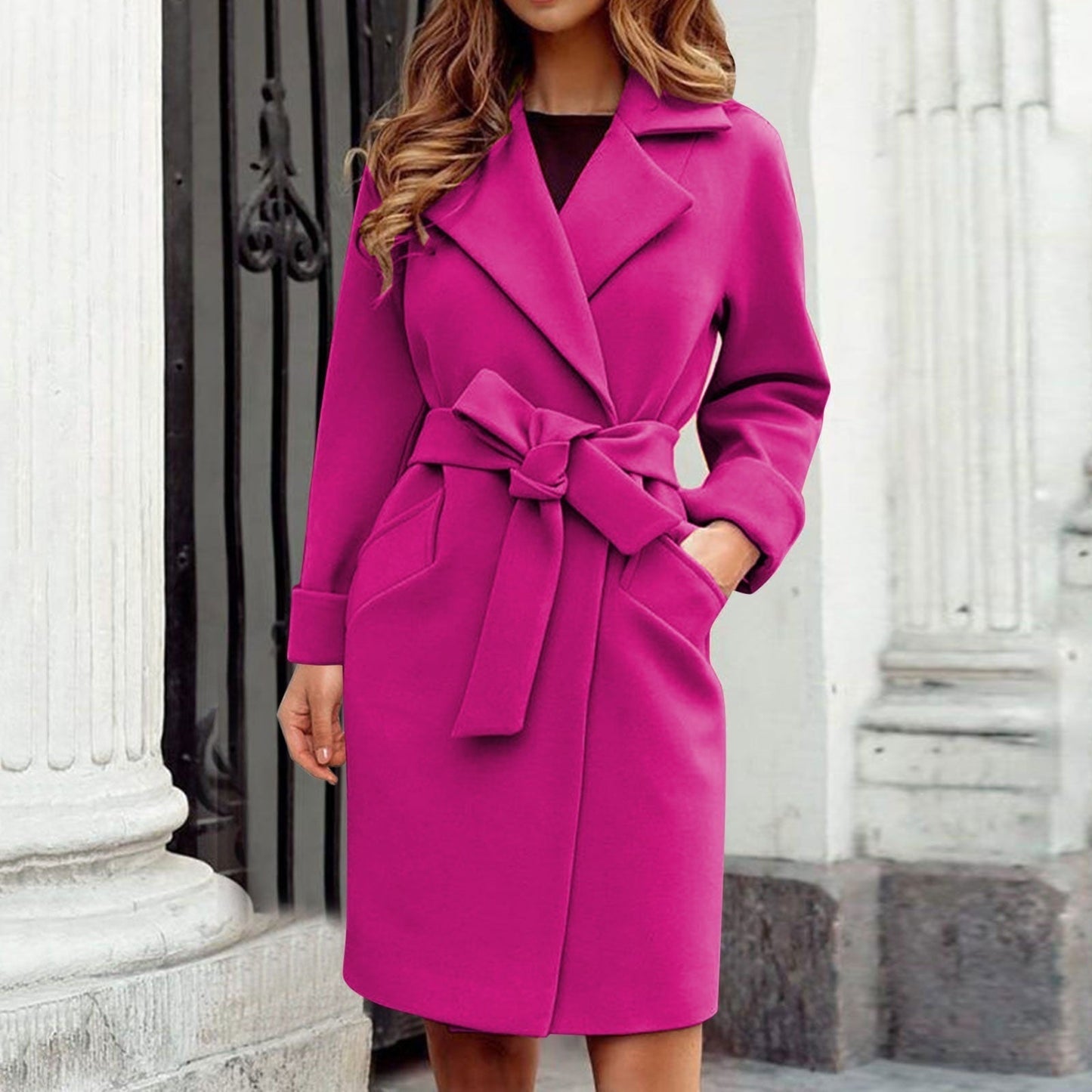 Langer dames trenchcoat vintermantel