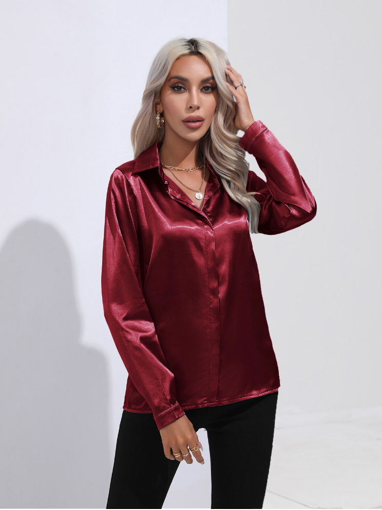 Satin Casual-bluse til kvinder