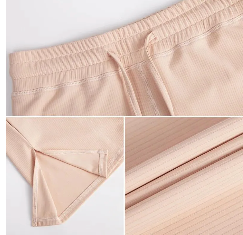 Beige, udslåede yogabukser til kvinder