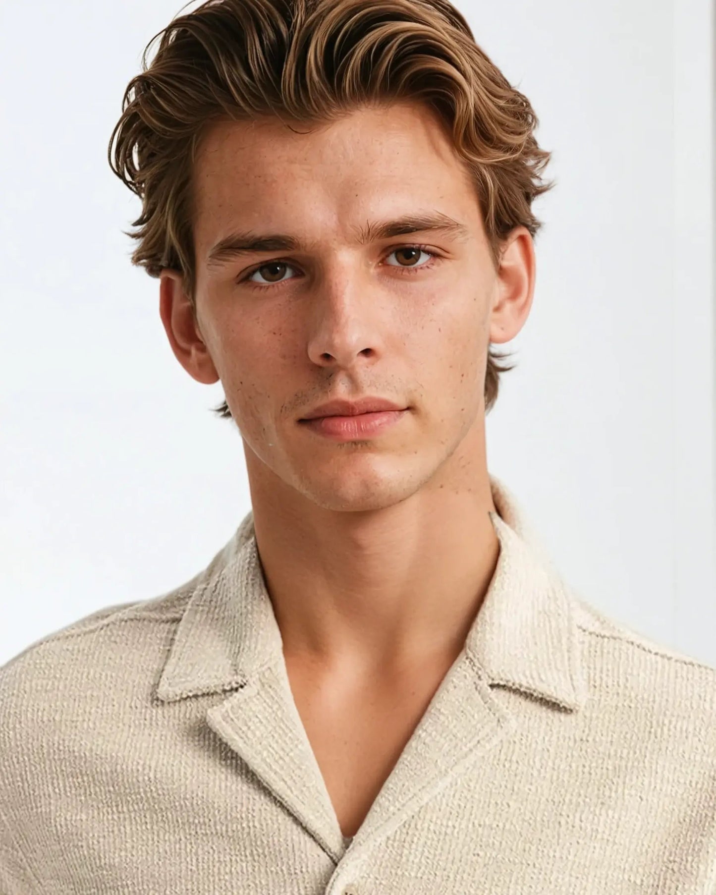 Waffle beige herre-polo
