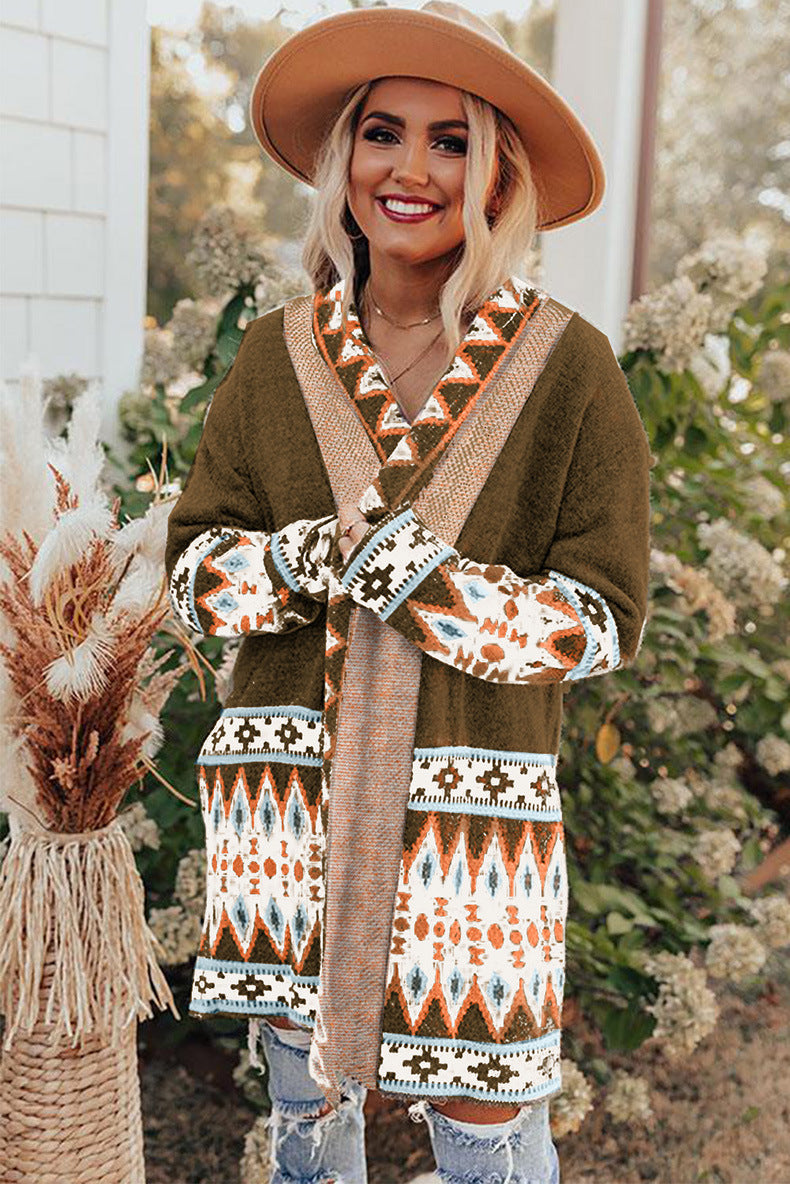 Boho Vintage Strikket Sweater Cardigan