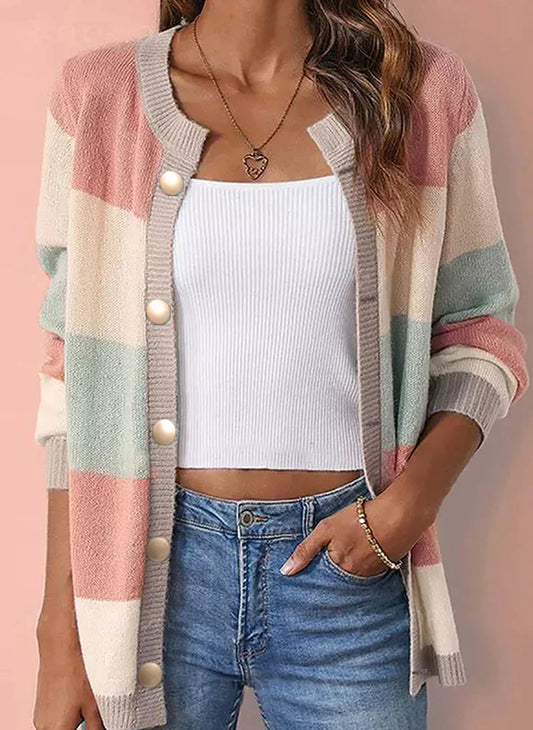 Kvinder Flerfarvet strik cardigan