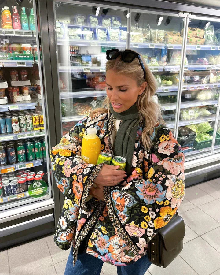 Overdimensioneret jakke med blomster
