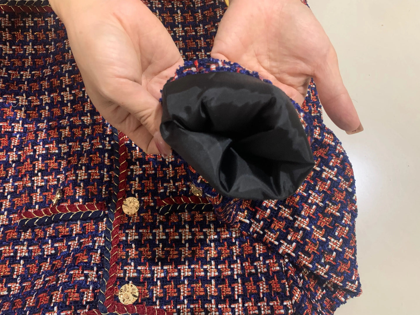 Vævet ternet blazer til kvinder