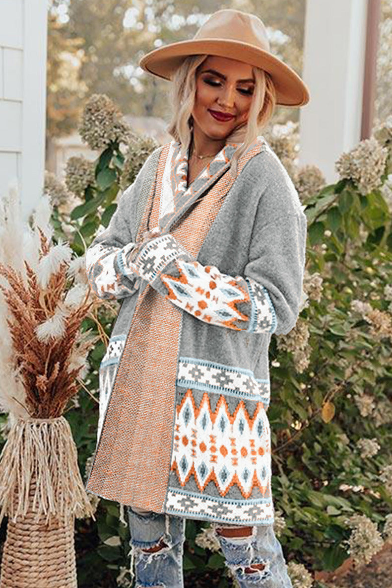 Boho Vintage Strikket Sweater Cardigan