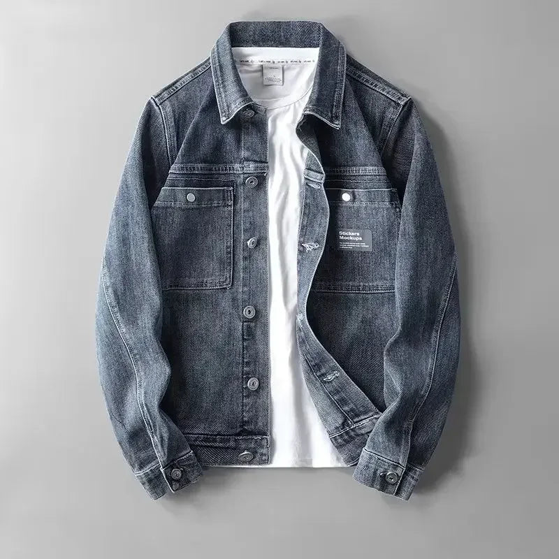 Klassisk denimjakke med knapper til mænd
