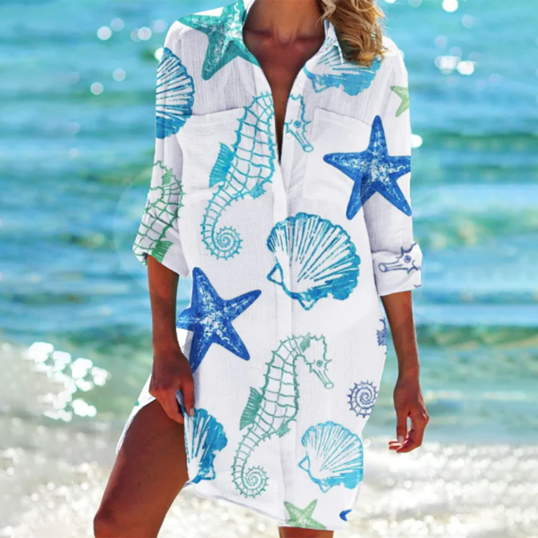 Oceanisk kjole med knapper