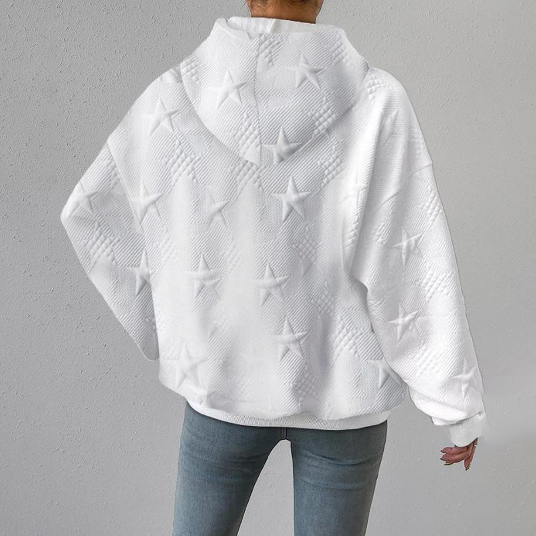 Hvid stjernejakke med hætte