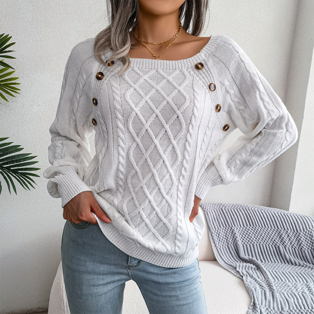 Strikket sweater med firkantet hals og twist