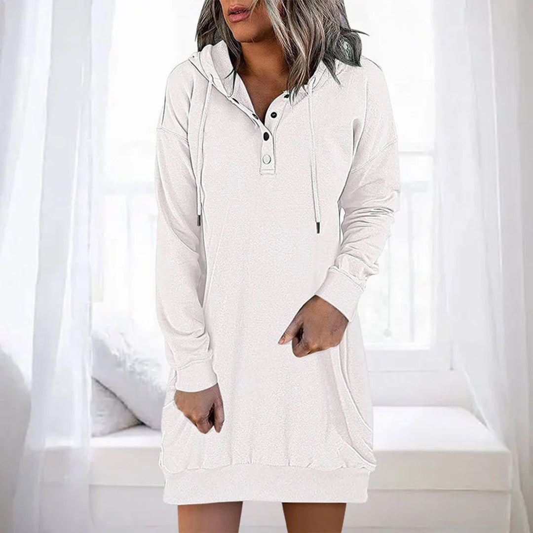 Afslappet hoodie-kjole