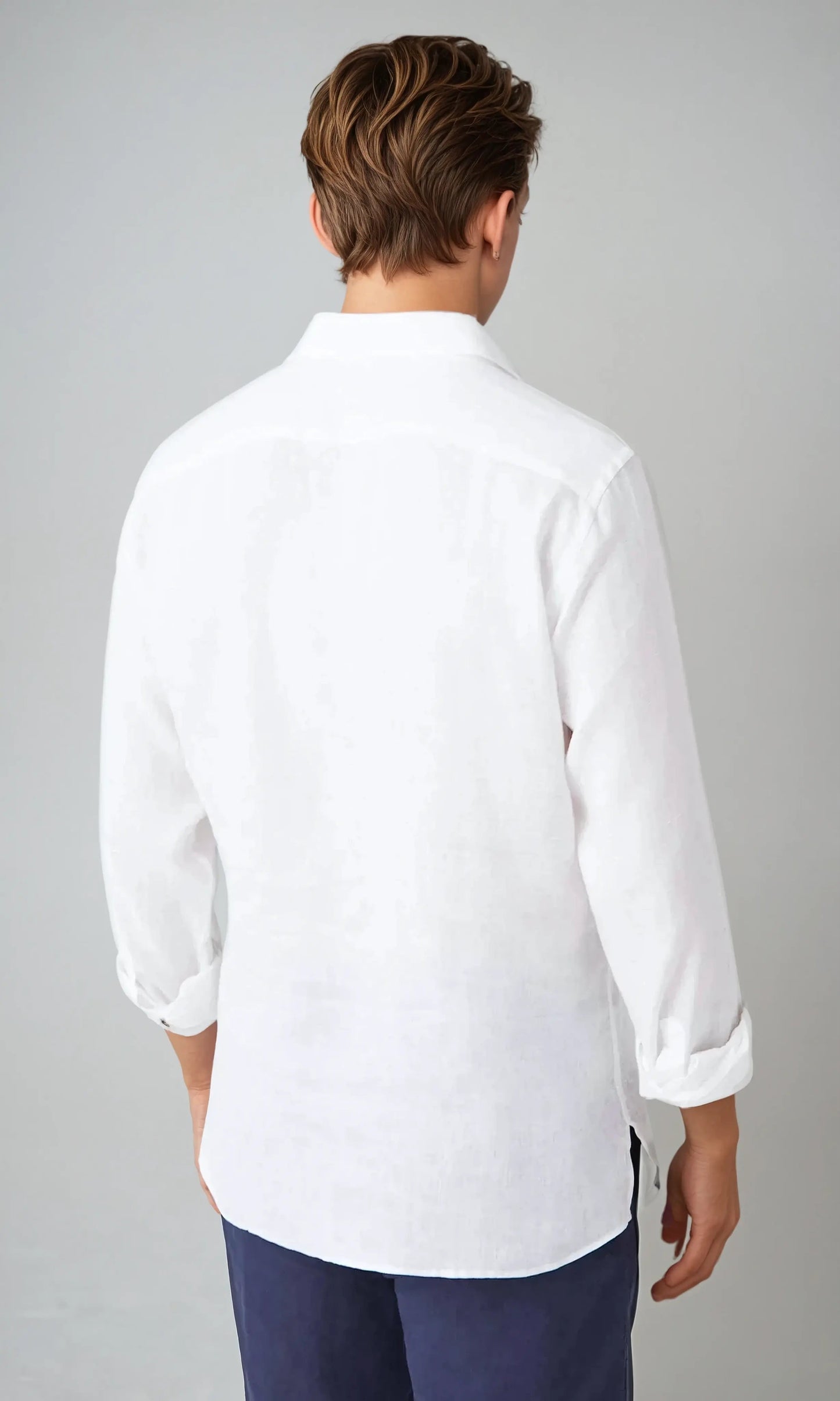 Pop-over-polo i hvid hør