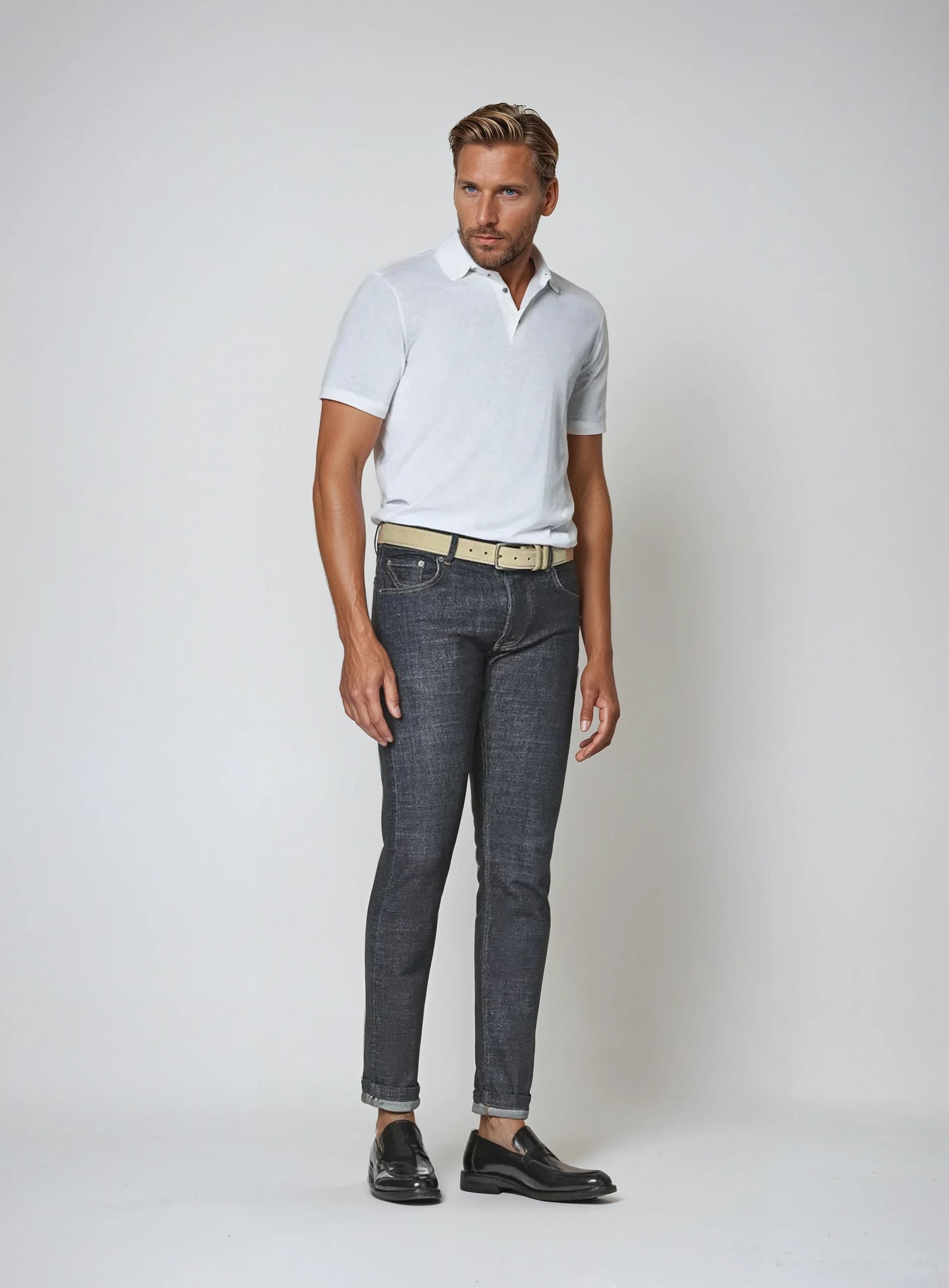 Premium hvid herre-polo