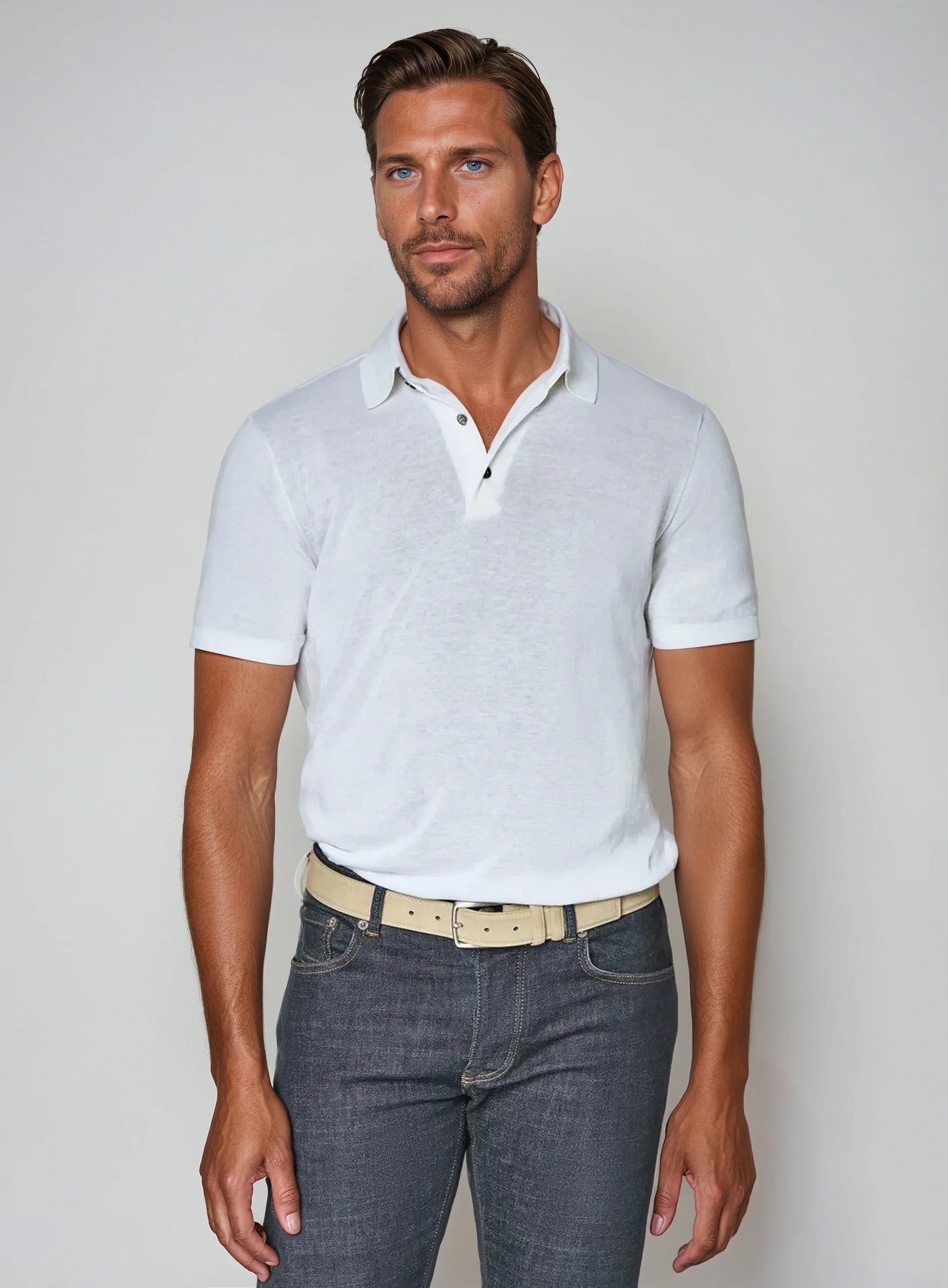 Premium hvid herre-polo