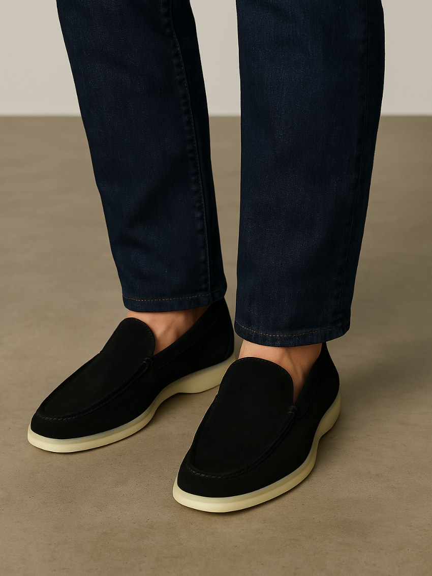 Raffinerede Sorte loafers i ruskind