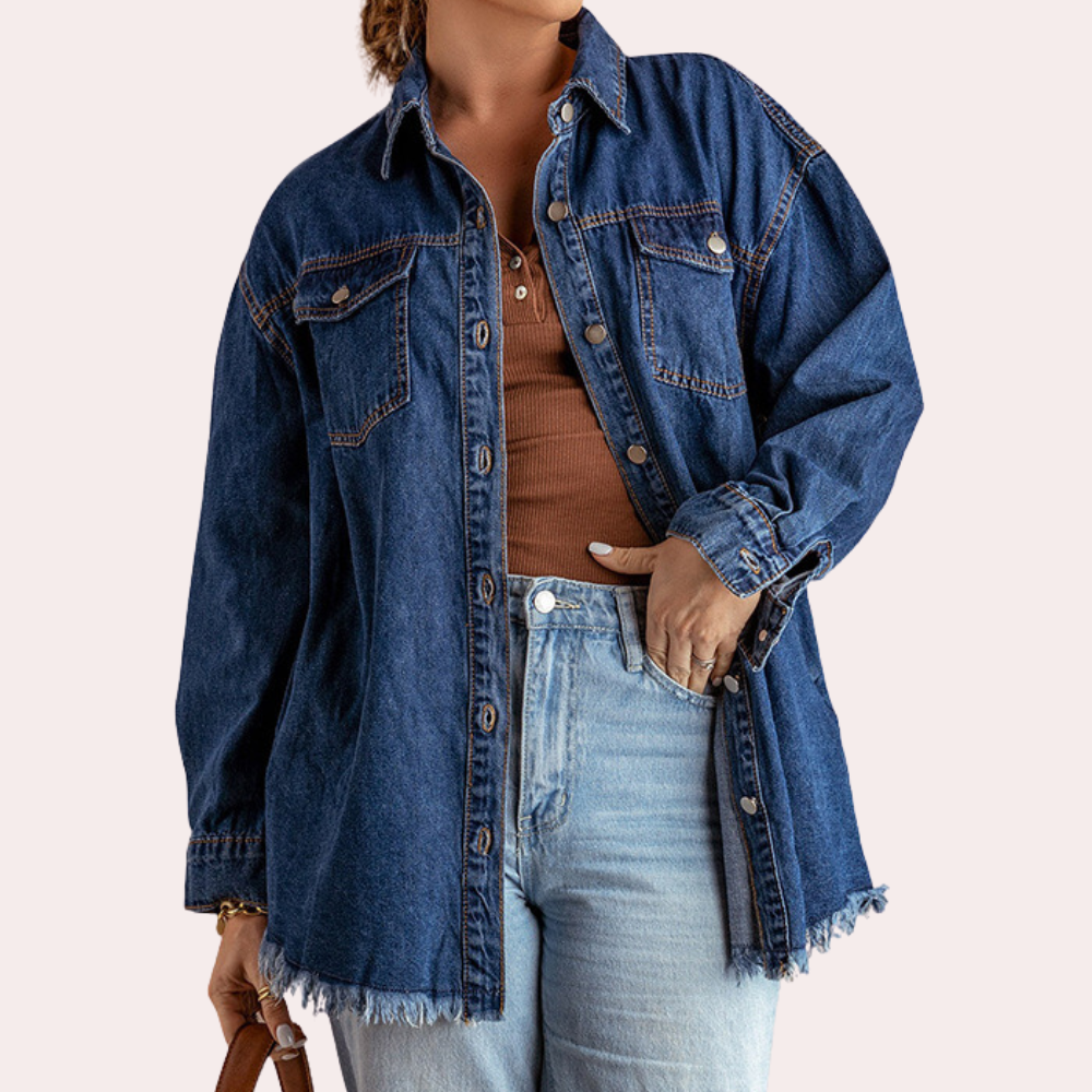 Casual rippet denimjakke med slid