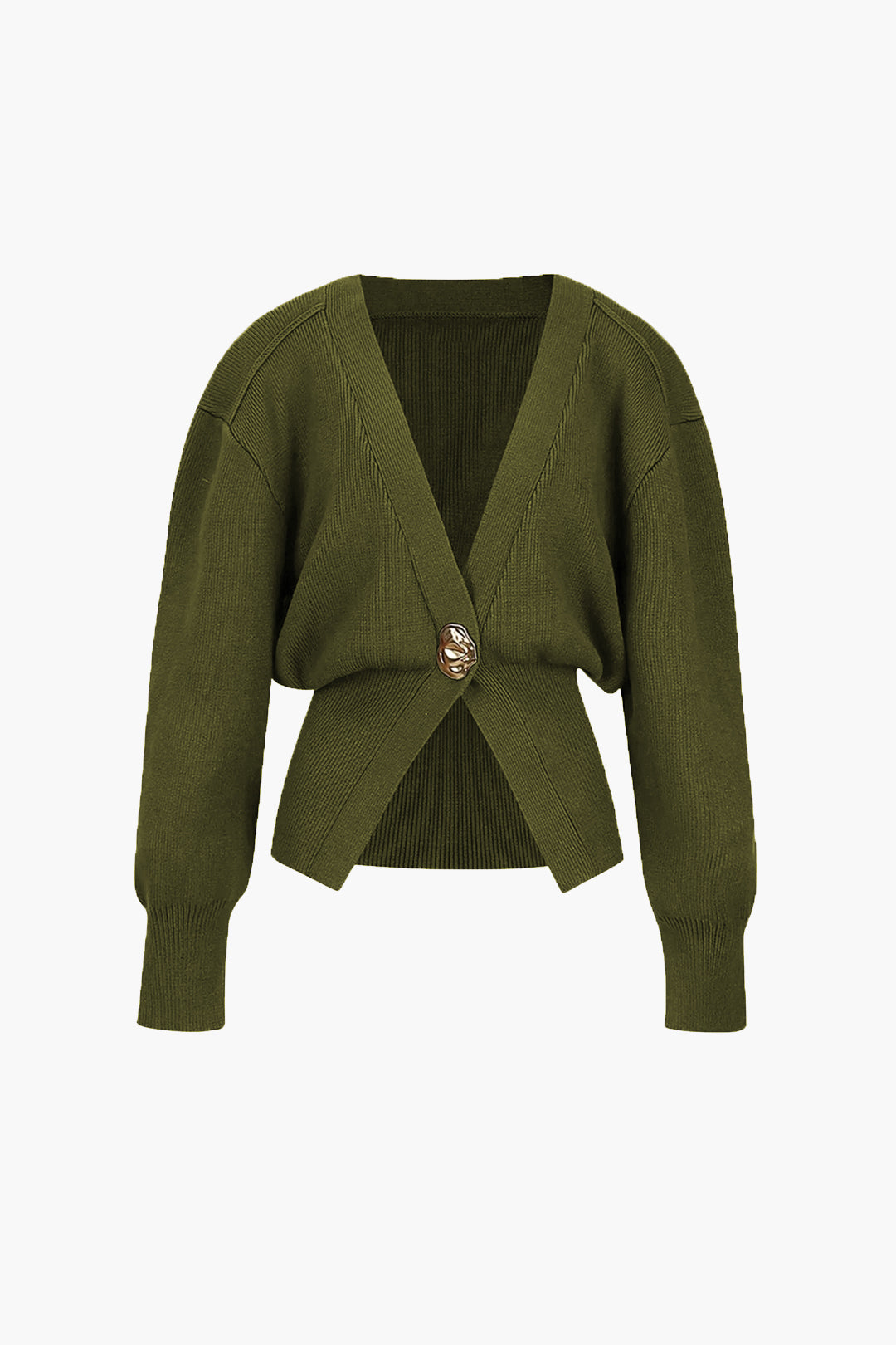 Chic strikcardigan med guldknapdetalje