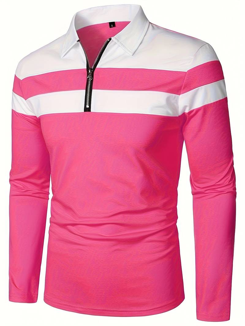 Langærmet poloshirt med lynlås til herrer